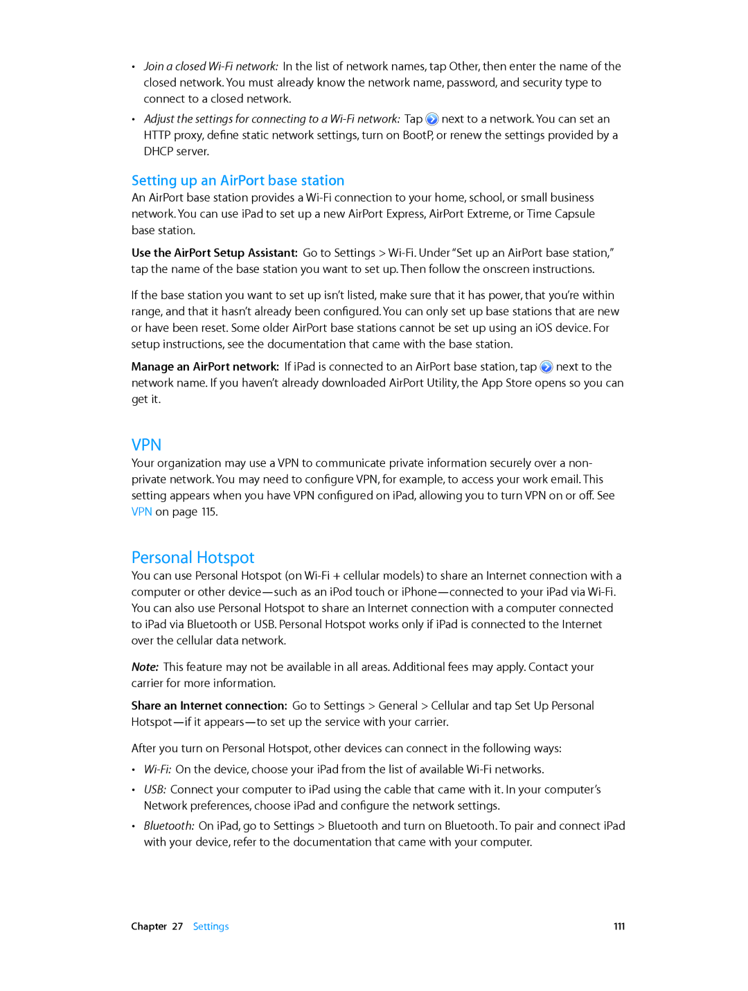 Apple MD528LL/A manual Personal Hotspot, Setting up an AirPort base station 