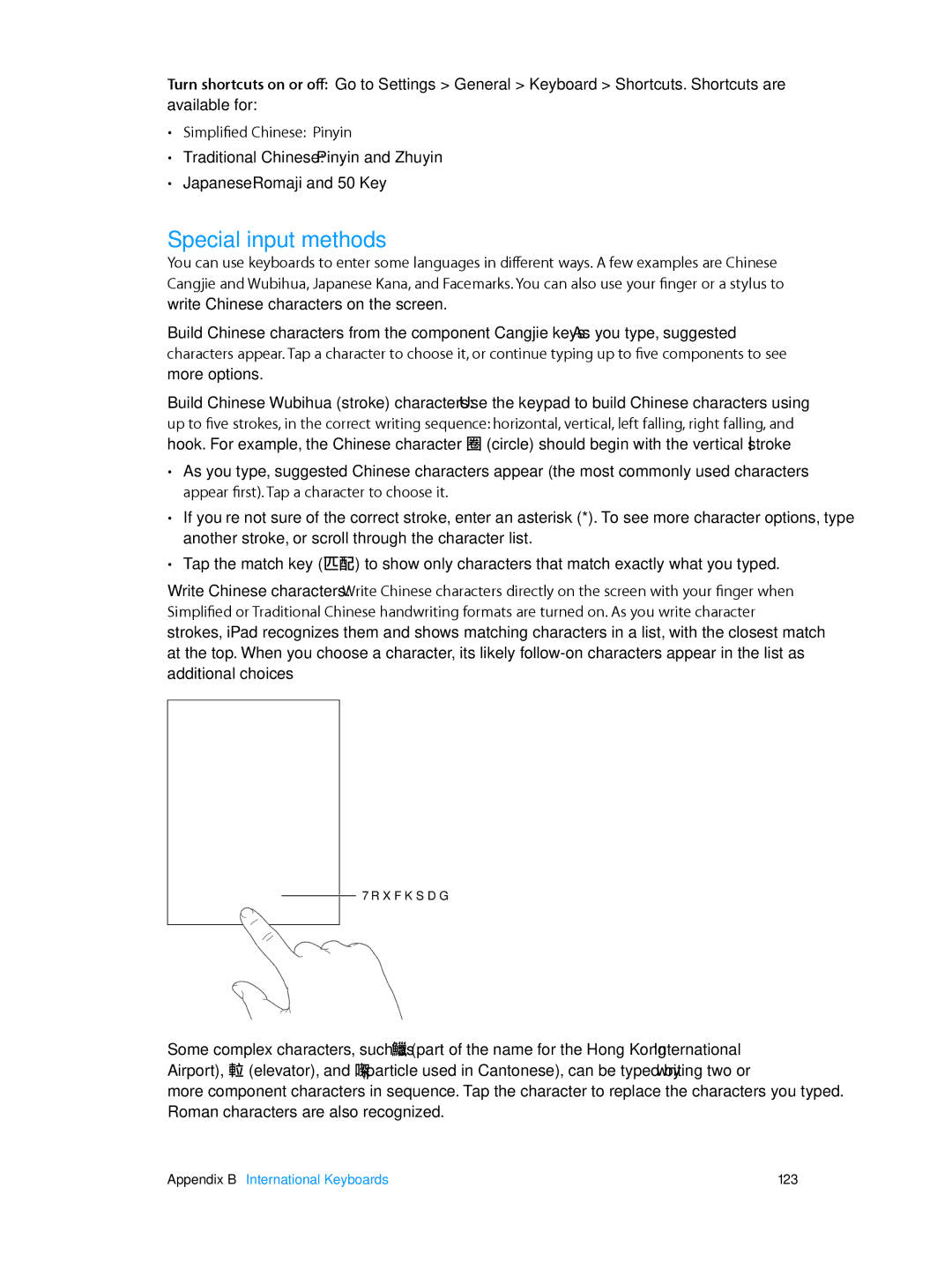 Apple MD528LL/A manual Special input methods 