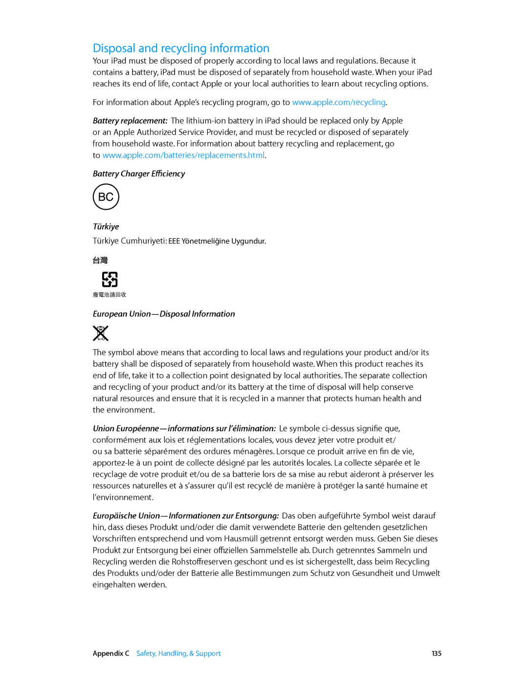 Apple MD528LL/A manual Disposal and recycling information, European Union-Disposal Information 