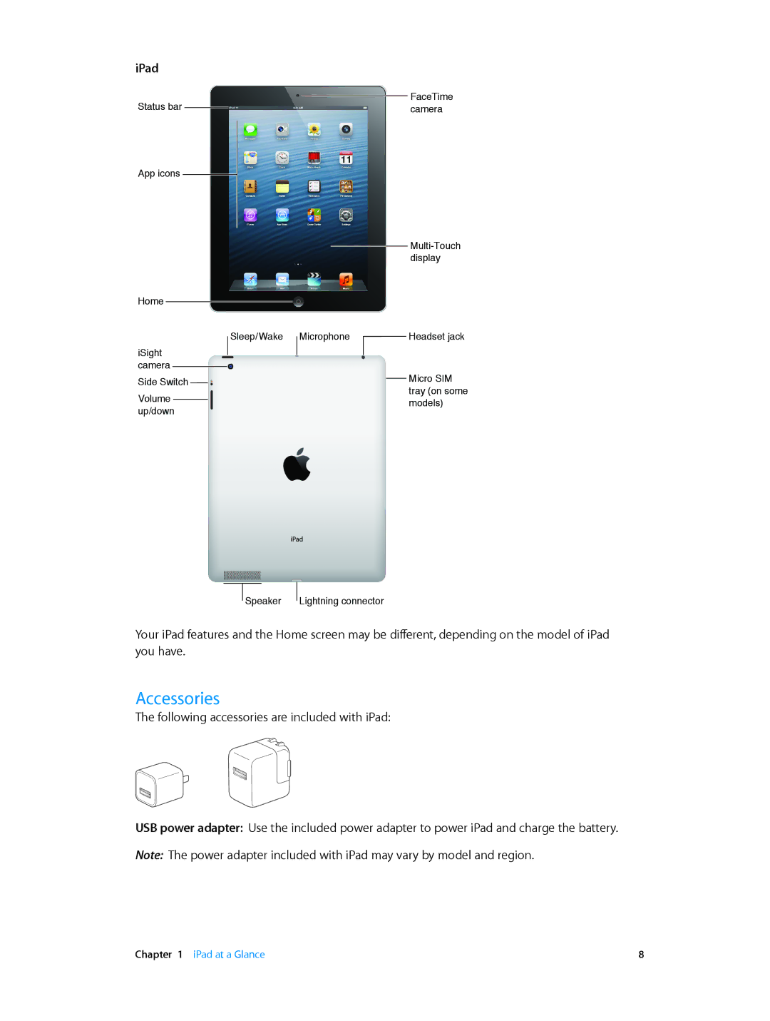 Apple MD528LL/A manual Accessories, IPad 