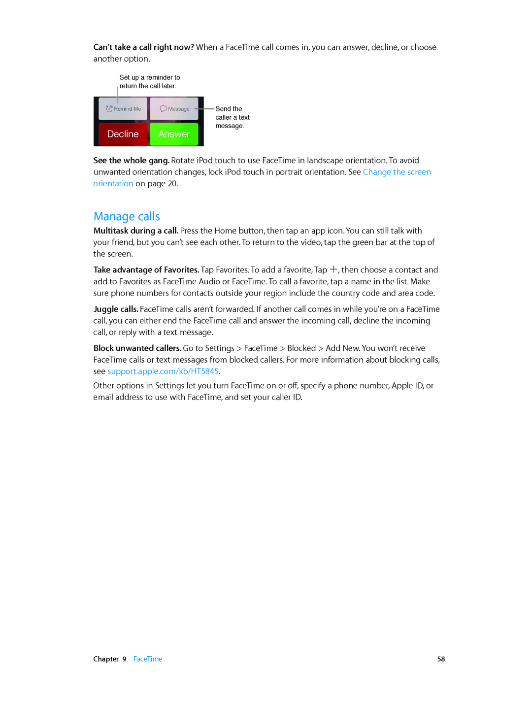 Apple MD717LL/A, MD723LL/A manual Manage calls 