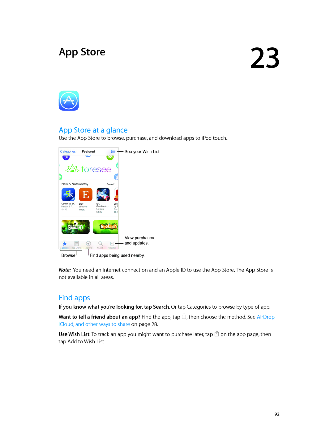 Apple MD717LL/A, MD723LL/A manual App Store at a glance, Find apps 