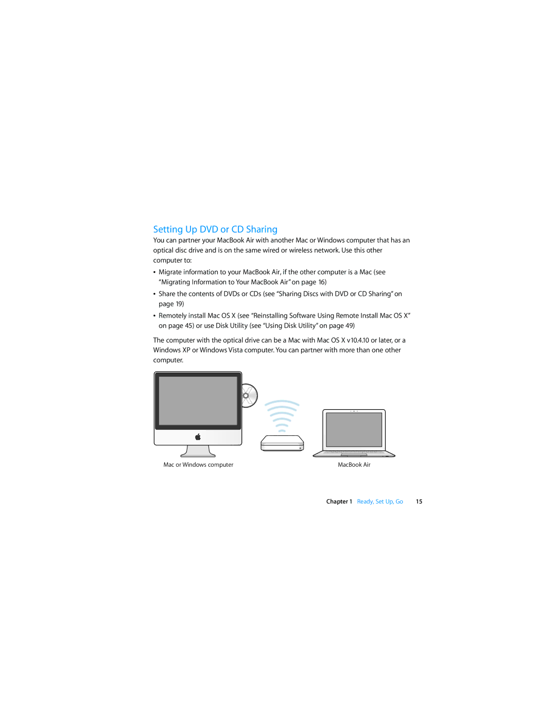 Apple MD760LL/A, MD761LL/A, MD712LL/A, MD711LL/A, MD223LL/A, MD224LL/A, MD232LL/A manual Setting Up DVD or CD Sharing 