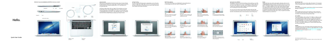 Apple MD761LL/A manual Let’s get moving, Multi-Touch gestures, Get to know your desktop, ICloud, An important note, Help 