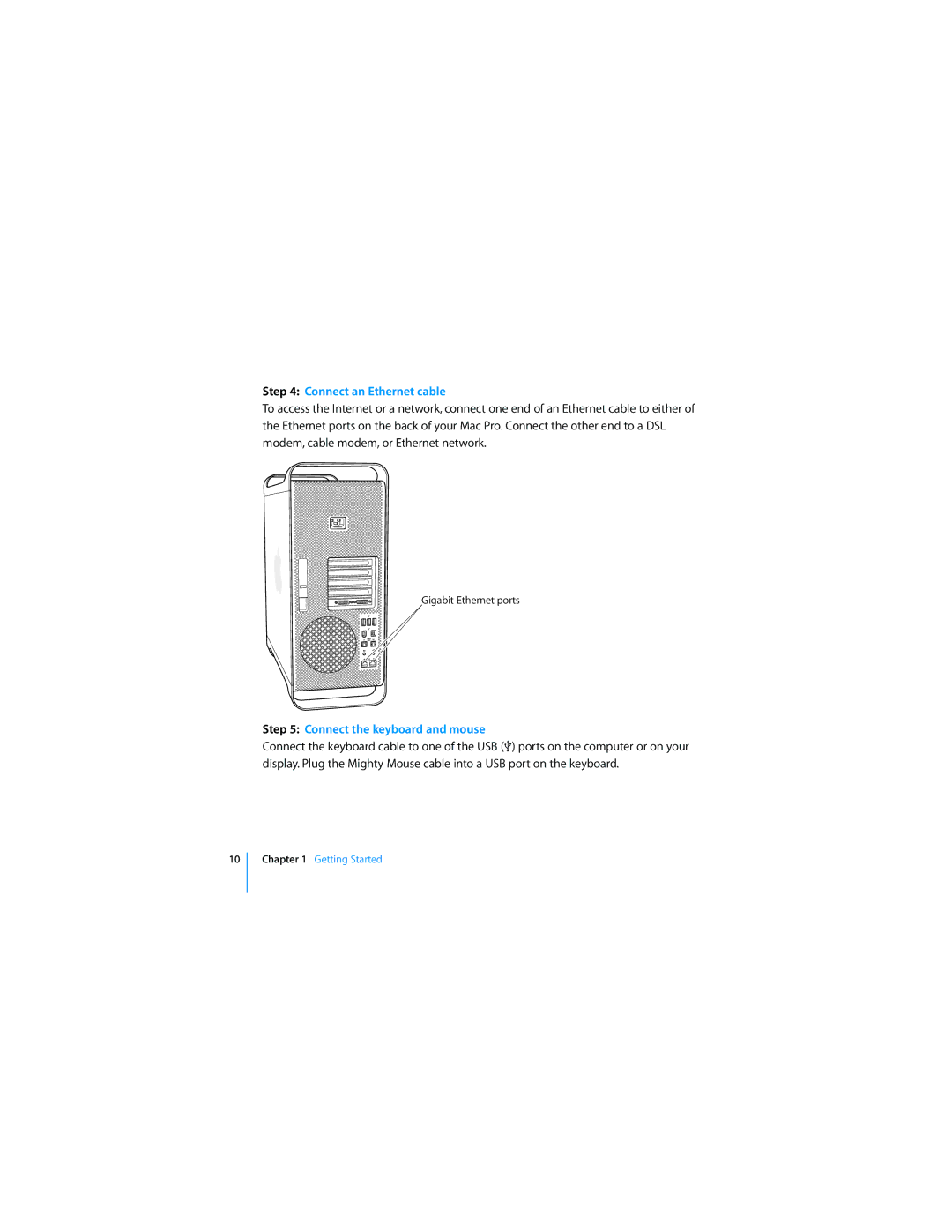 Apple MD771LL/A manual Connect an Ethernet cable, Connect the keyboard and mouse 