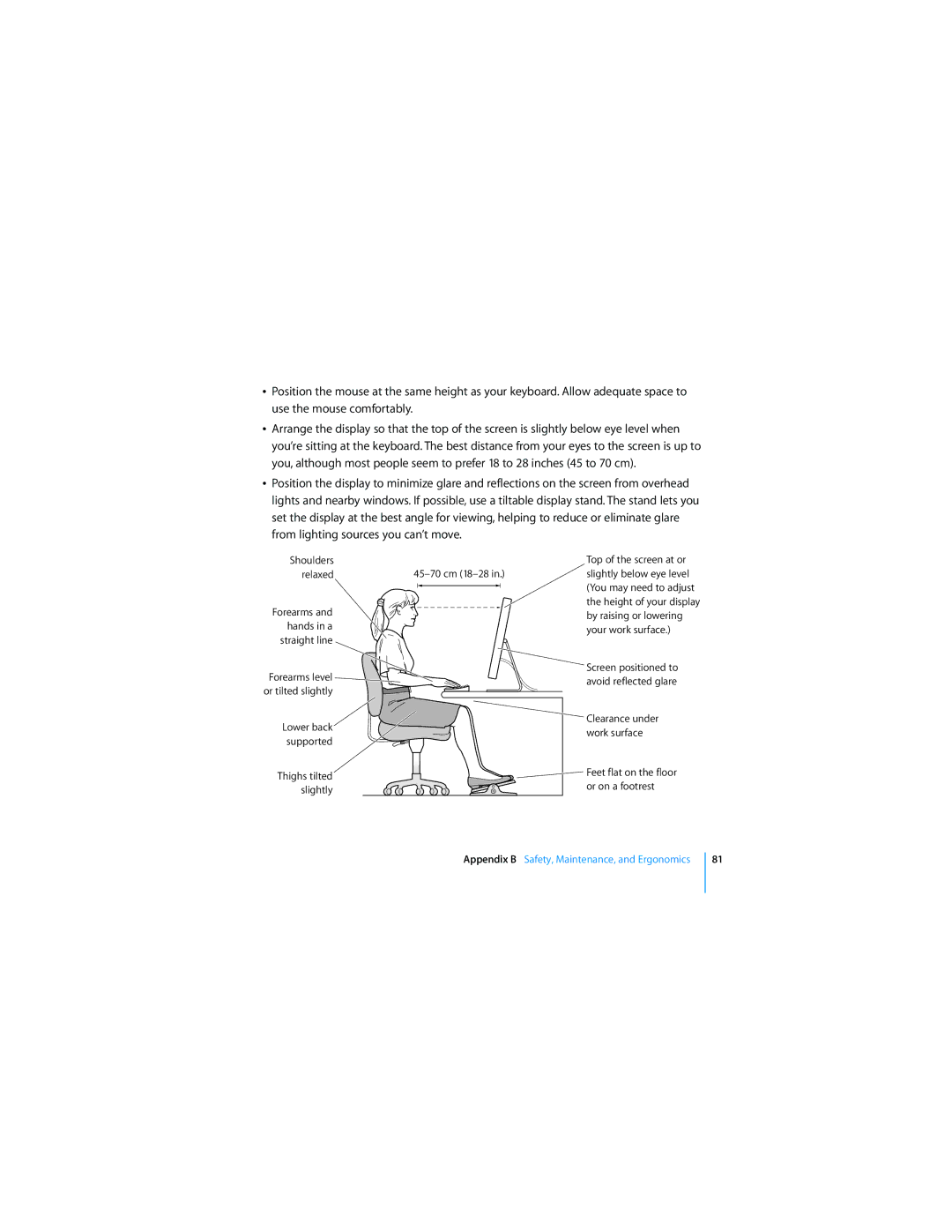 Apple MD771LL/A manual Forearms and hands in a straight line 