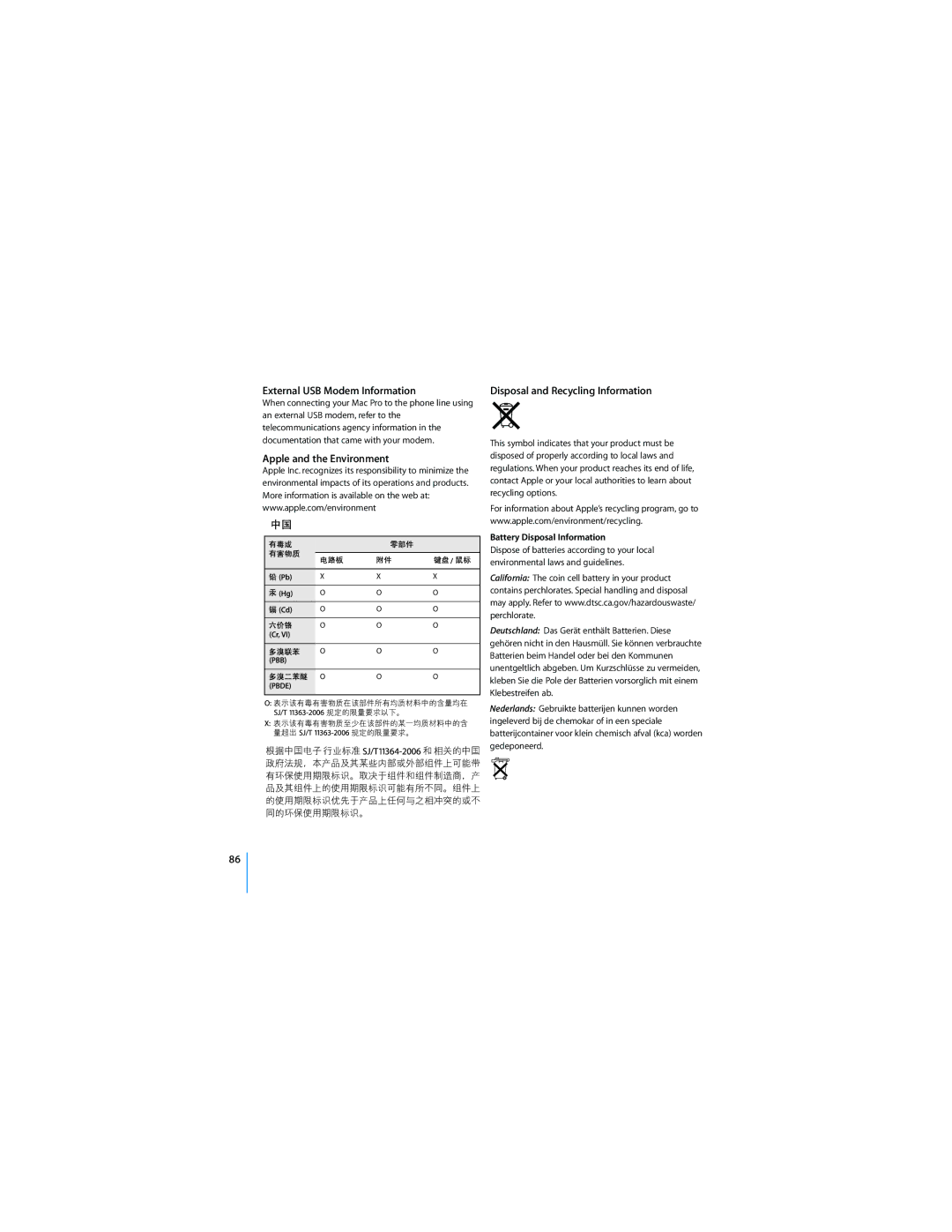 Apple MD771LL/A manual Apple and the Environment Disposal and Recycling Information 