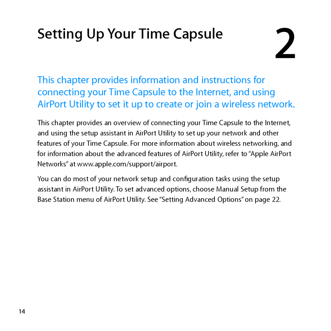 Apple ME177LL/A, MD032LL/A setup guide Setting Up Your Time Capsule 