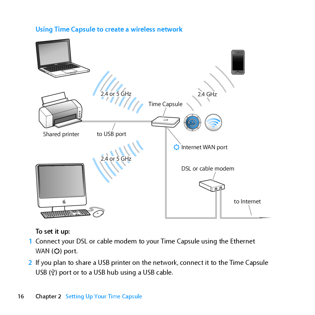 Apple ME177LL/A, MD032LL/A setup guide Using Time Capsule to create a wireless network, To set it up 