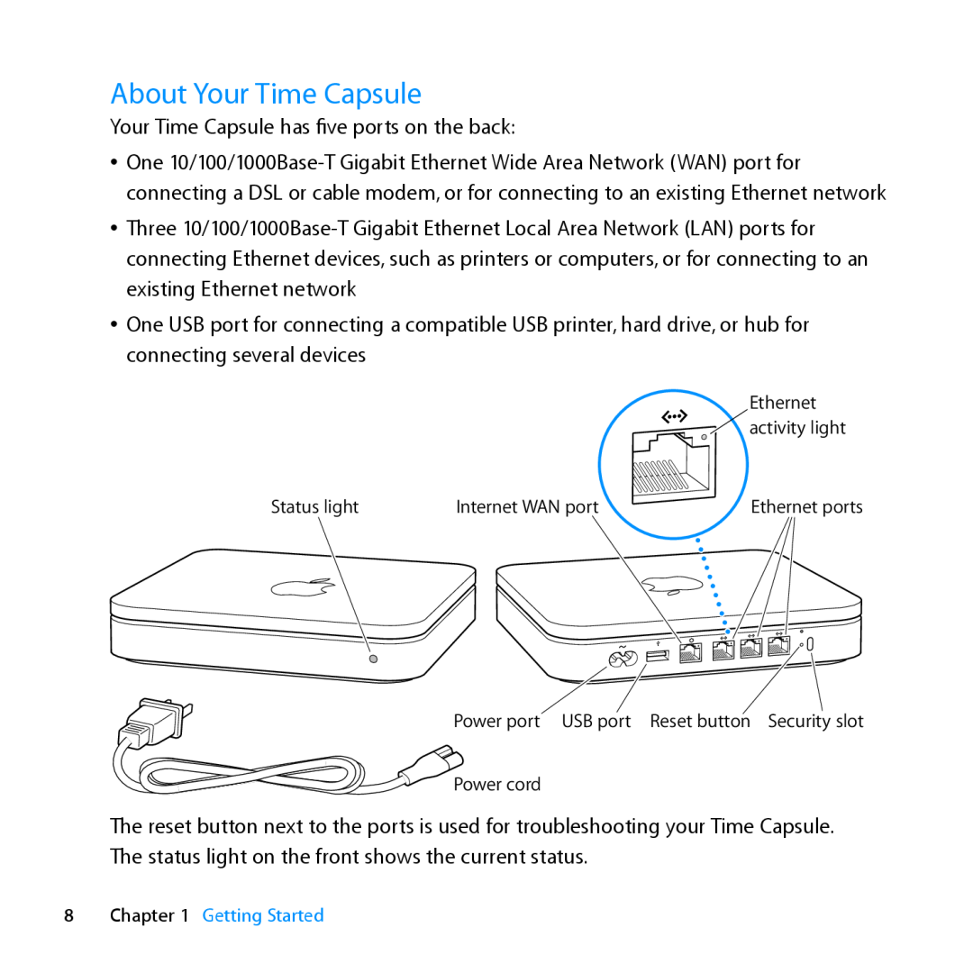 Apple ME177LL/A, MD032LL/A setup guide About Your Time Capsule 