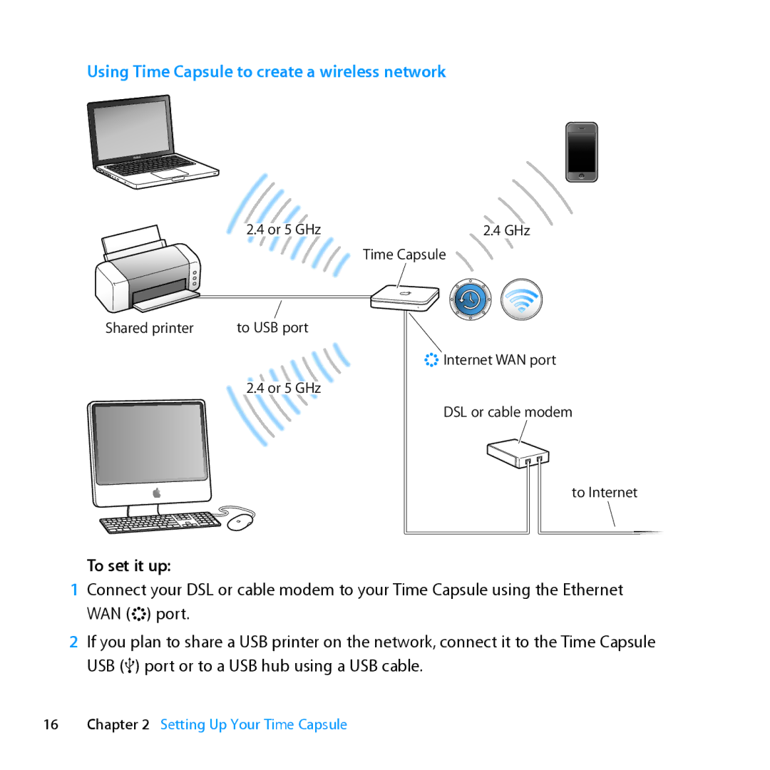 Apple ME177LL/A, MD032LL/A setup guide Using Time Capsule to create a wireless network, To set it up 