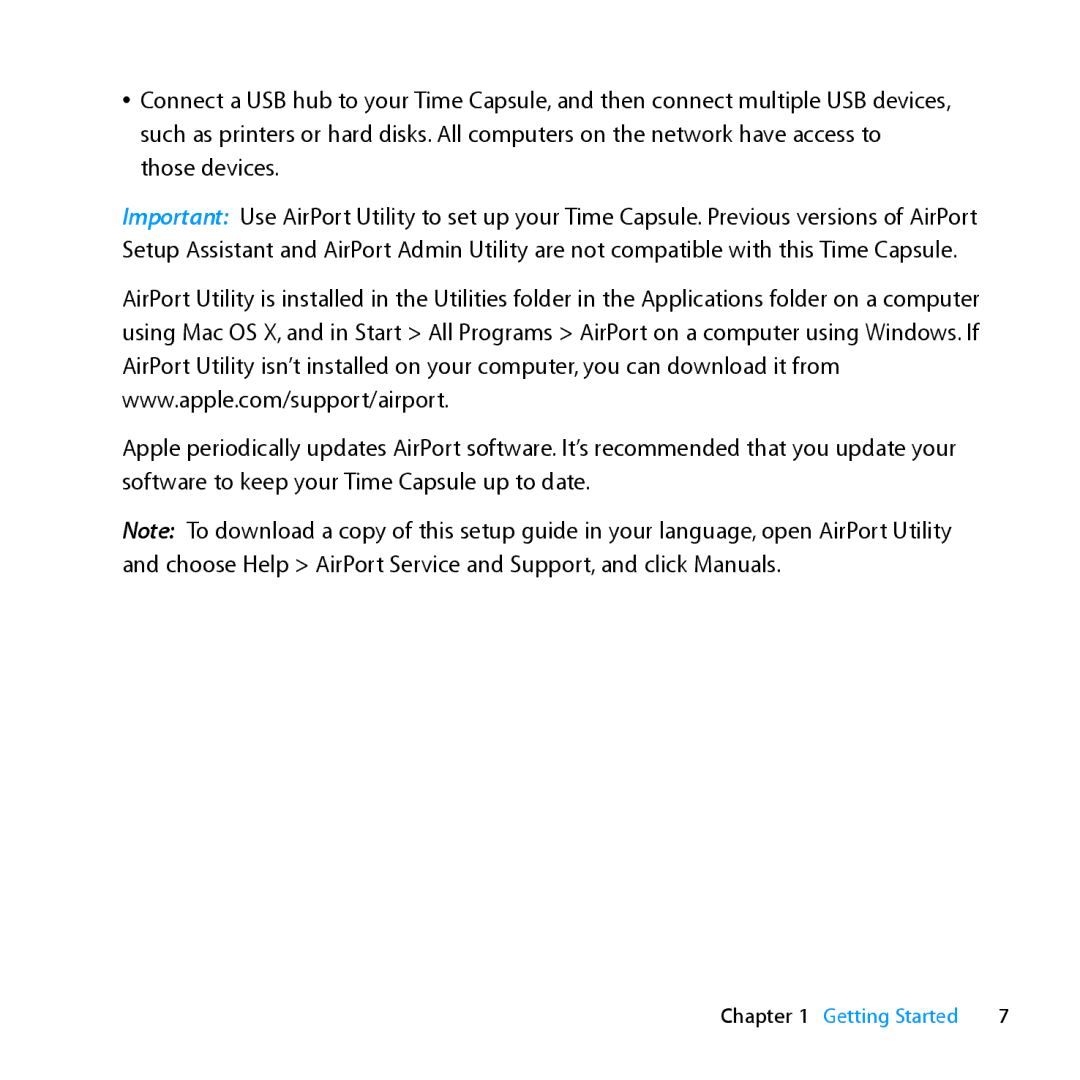 Apple MD032LL/A, ME177LL/A setup guide Getting Started 