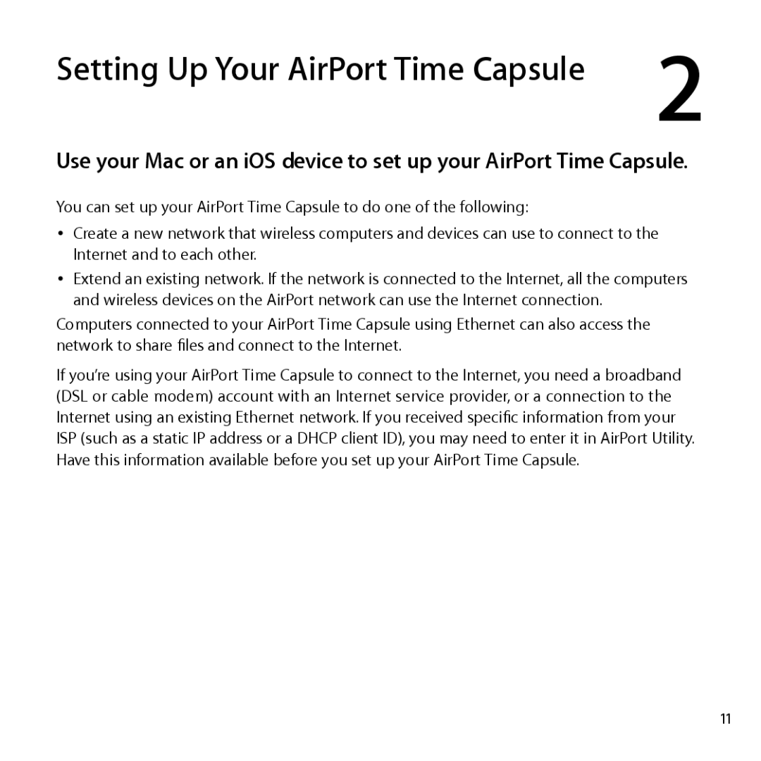 Apple ME182LL/A, ME177LL/A setup guide Setting Up Your AirPort Time Capsule 