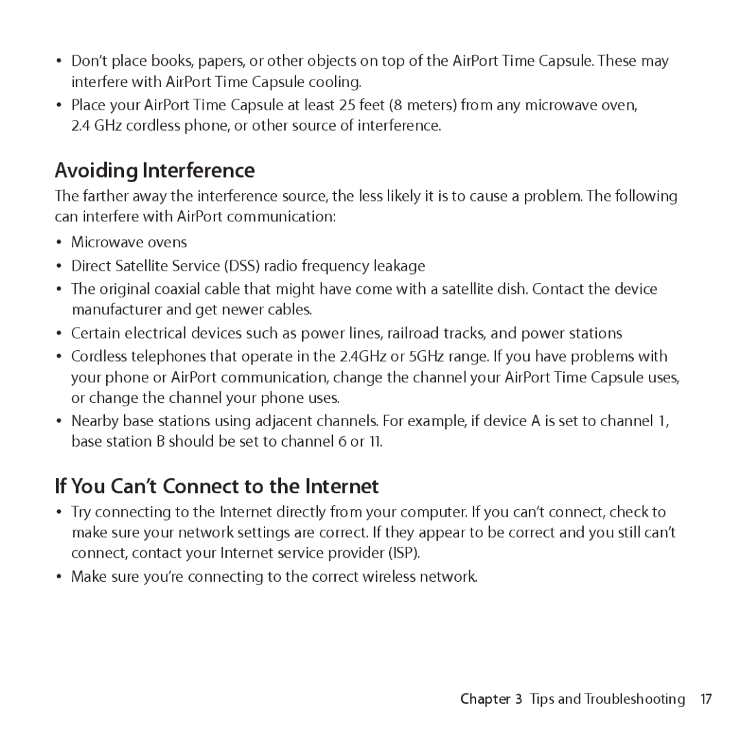 Apple ME182LL/A, ME177LL/A setup guide Avoiding Interference, If You Can’t Connect to the Internet 