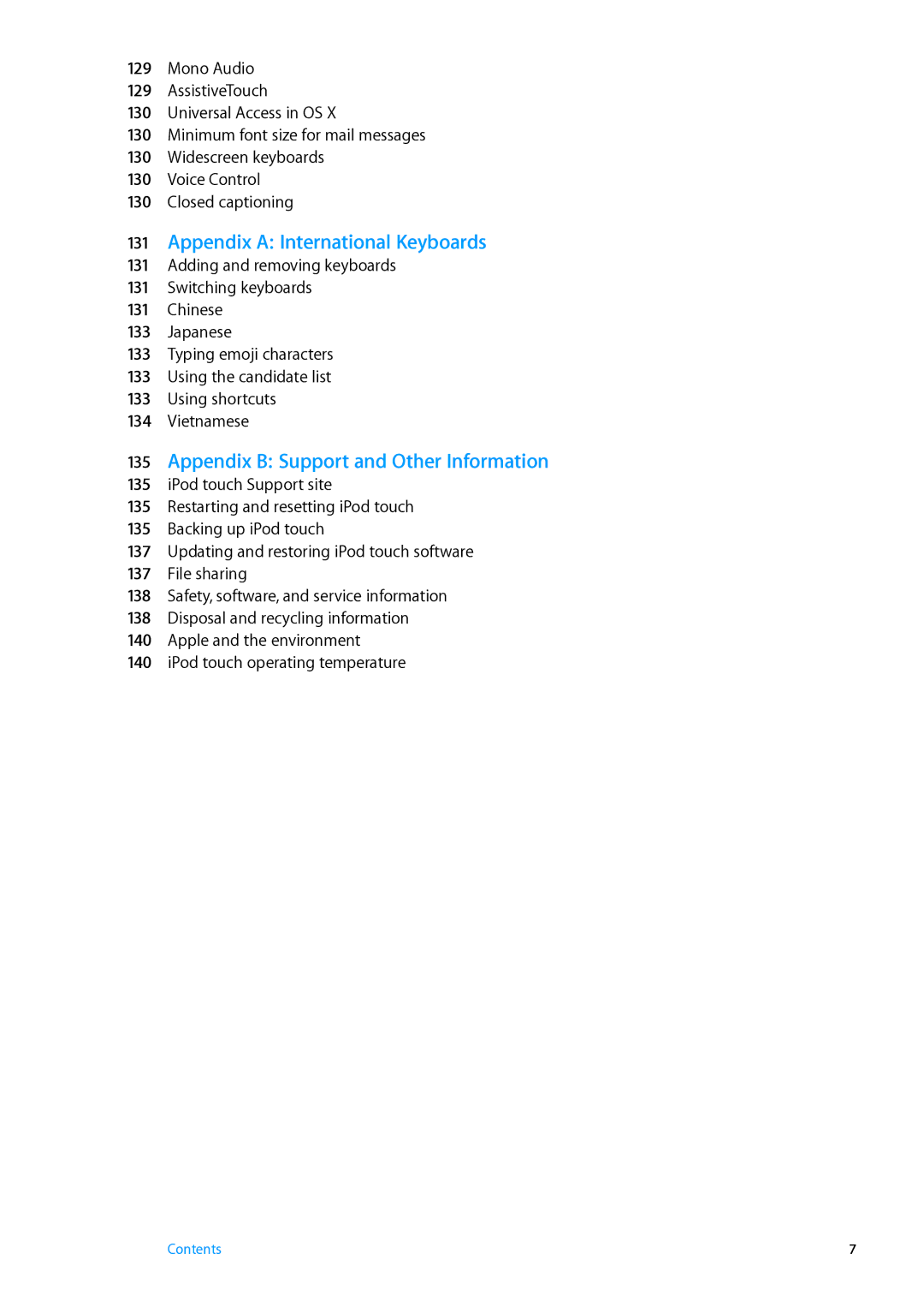 Apple MC544LL/A, ME179LL/A manual Appendix a International Keyboards, Appendix B Support and Other Information 