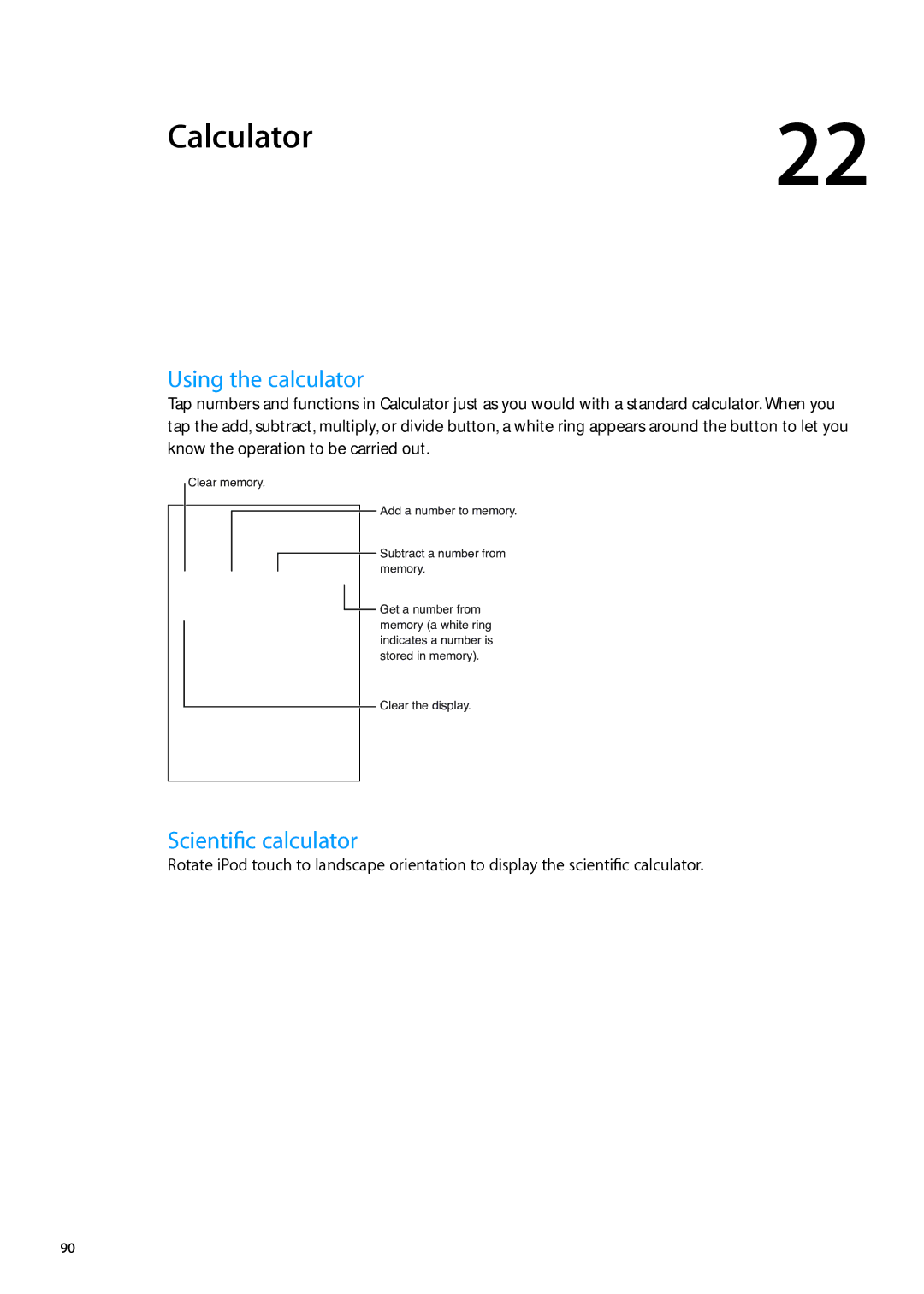 Apple ME179LL/A, MC544LL/A manual Calculator, Using the calculator, Scientific calculator 