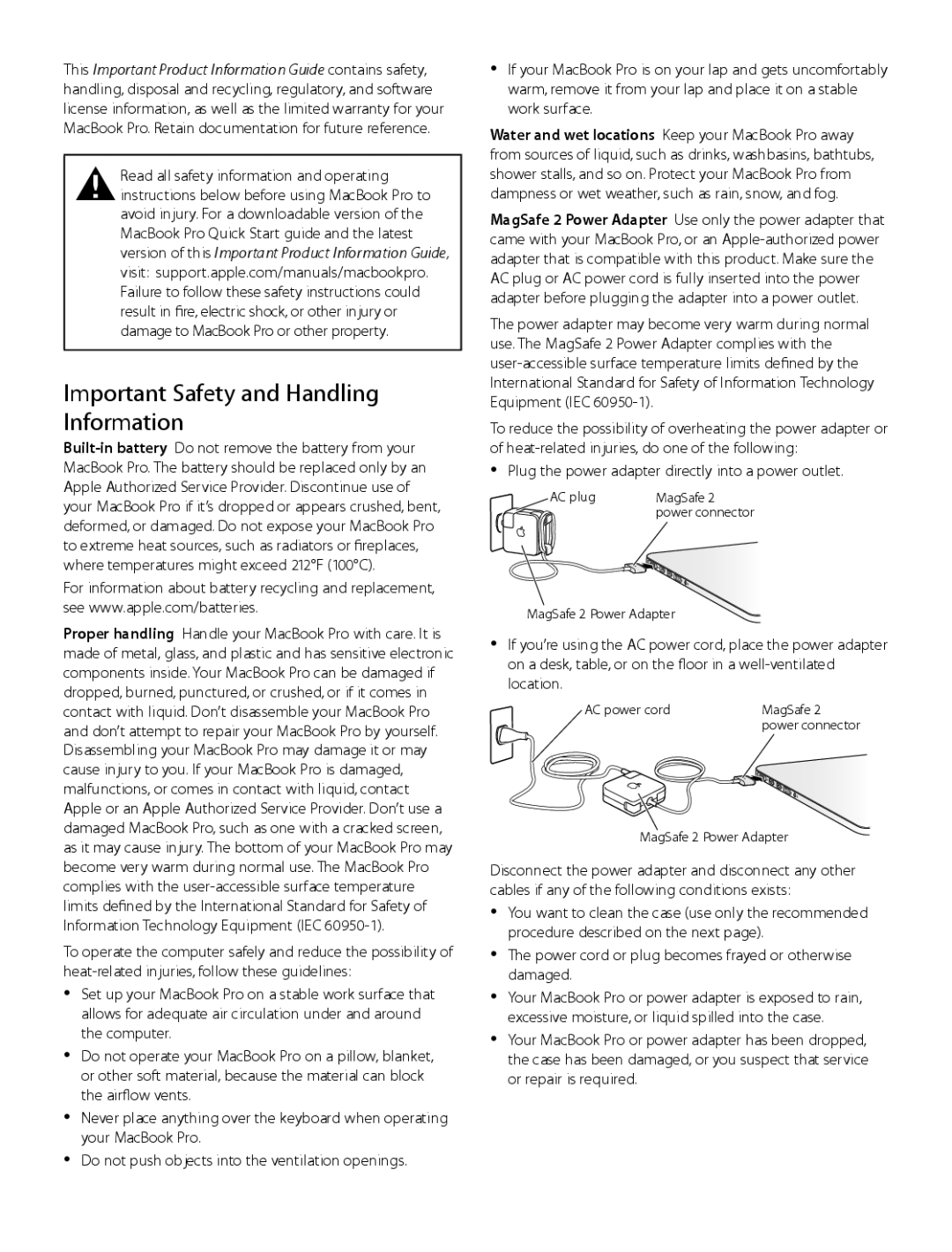 Apple ME662LL/A, ME116LL/A manual Important Safety and Handling Information 