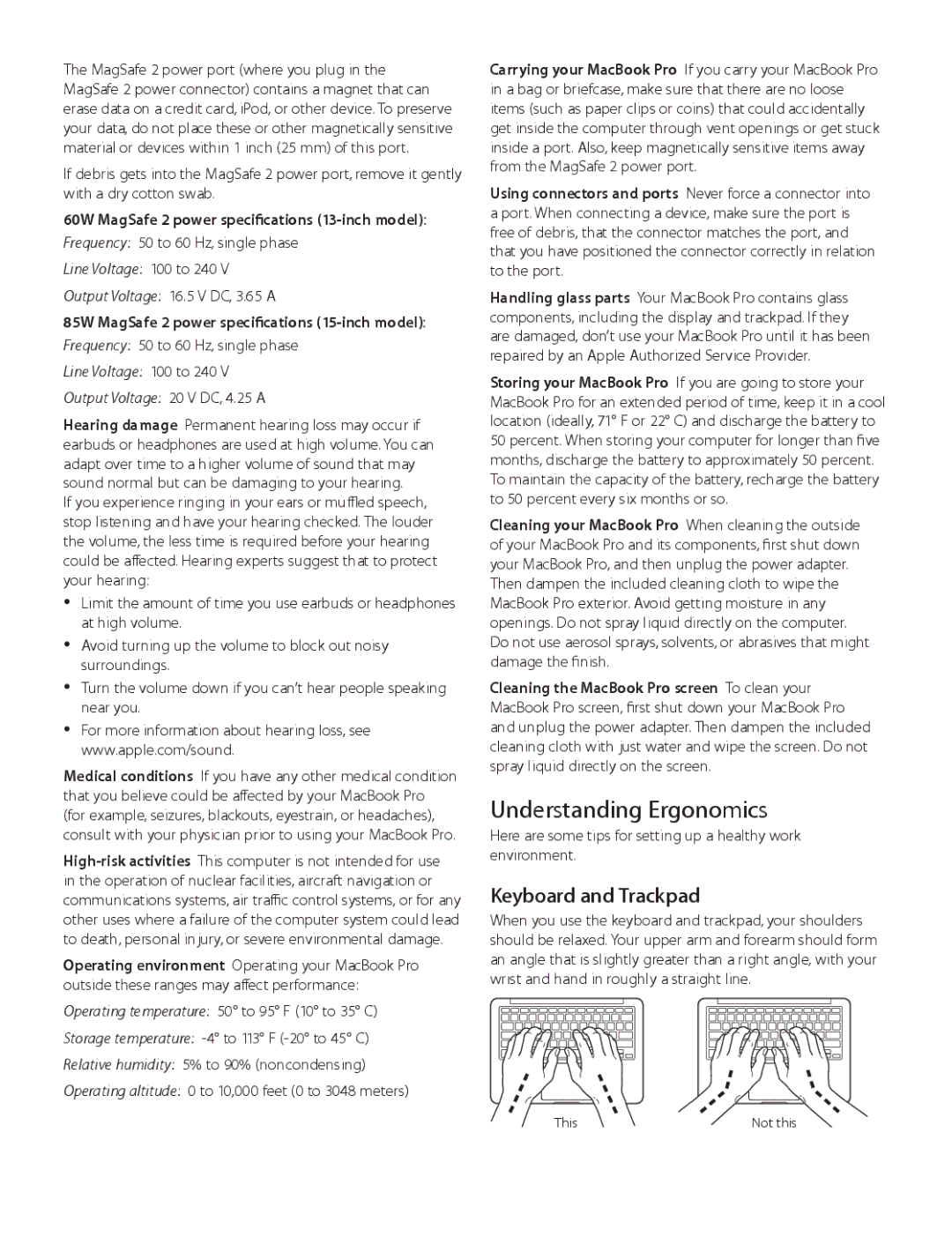 Apple ME116LL/A, ME662LL/A manual Understanding Ergonomics, Keyboard and Trackpad 