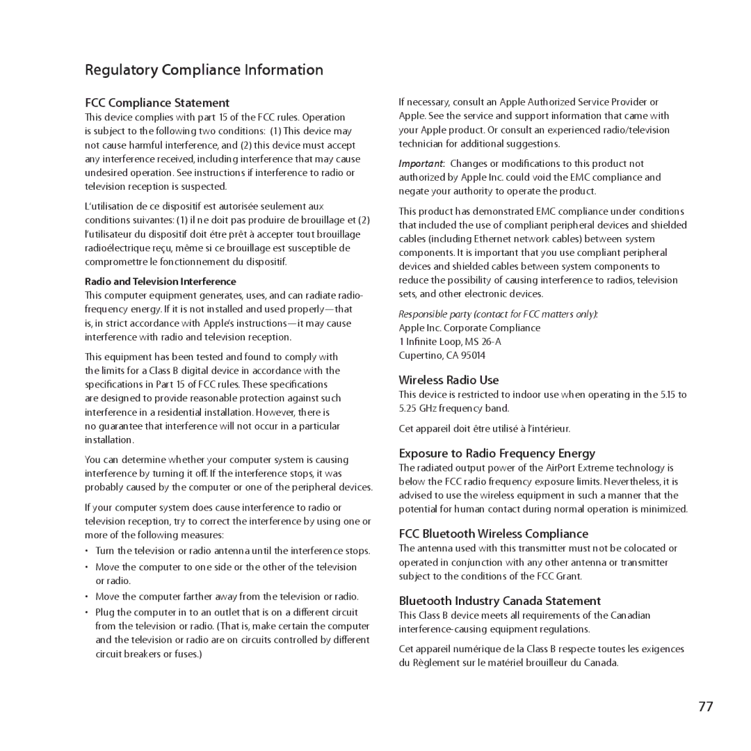 Apple ME662LL/A manual Regulatory Compliance Information 