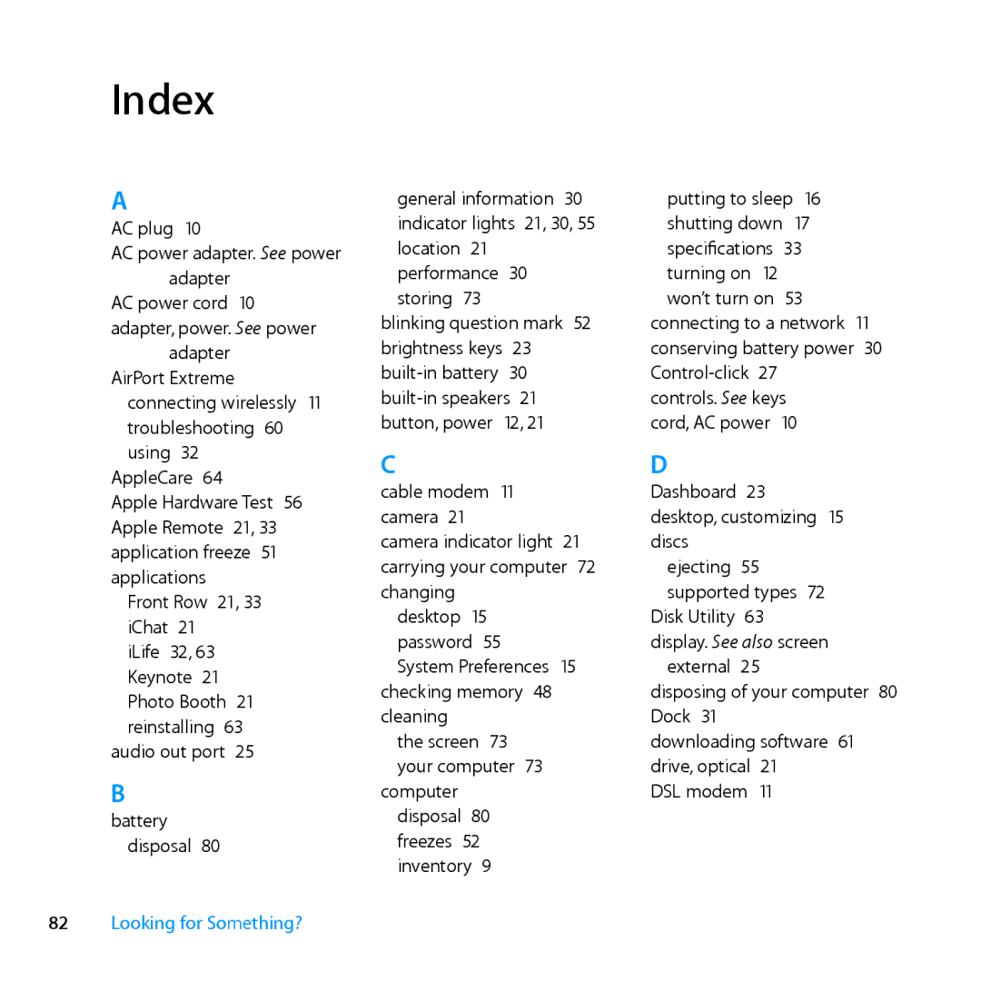 Apple ME662LL/A manual Index 