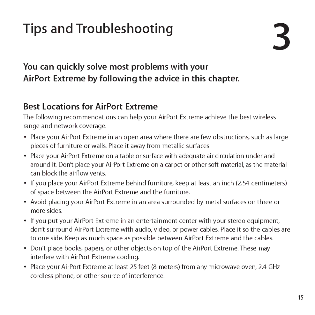 Apple ME918LL/A setup guide Tips and Troubleshooting, Best Locations for AirPort Extreme 