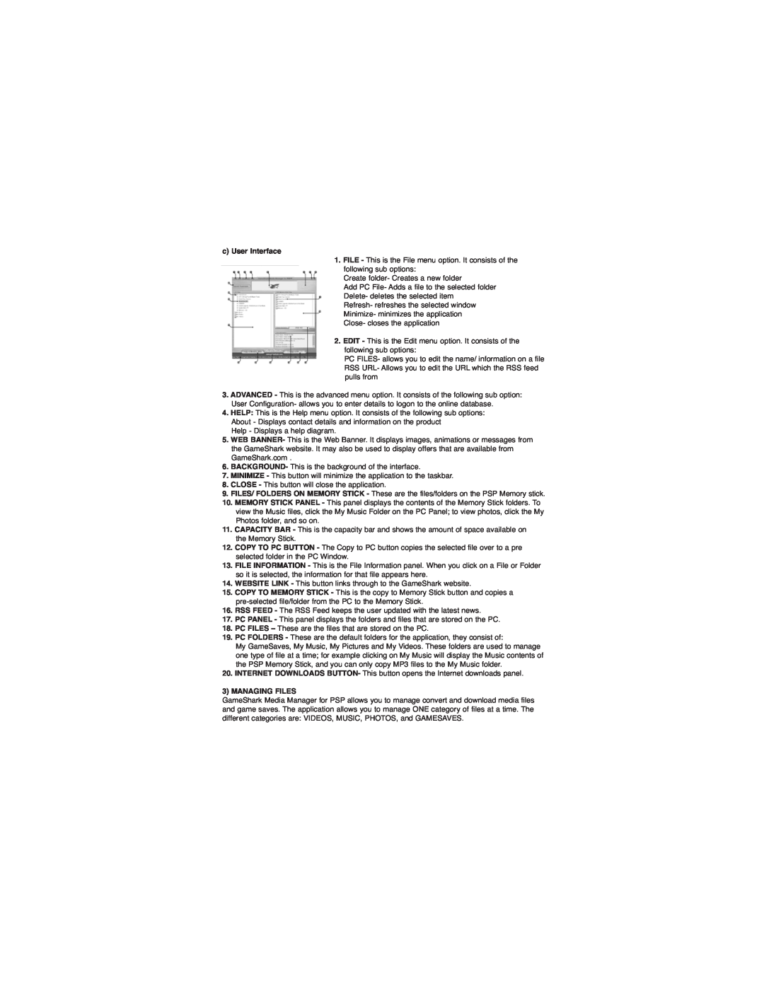 Apple Media Manager for PSP instruction manual c User Interface, Managing Files 