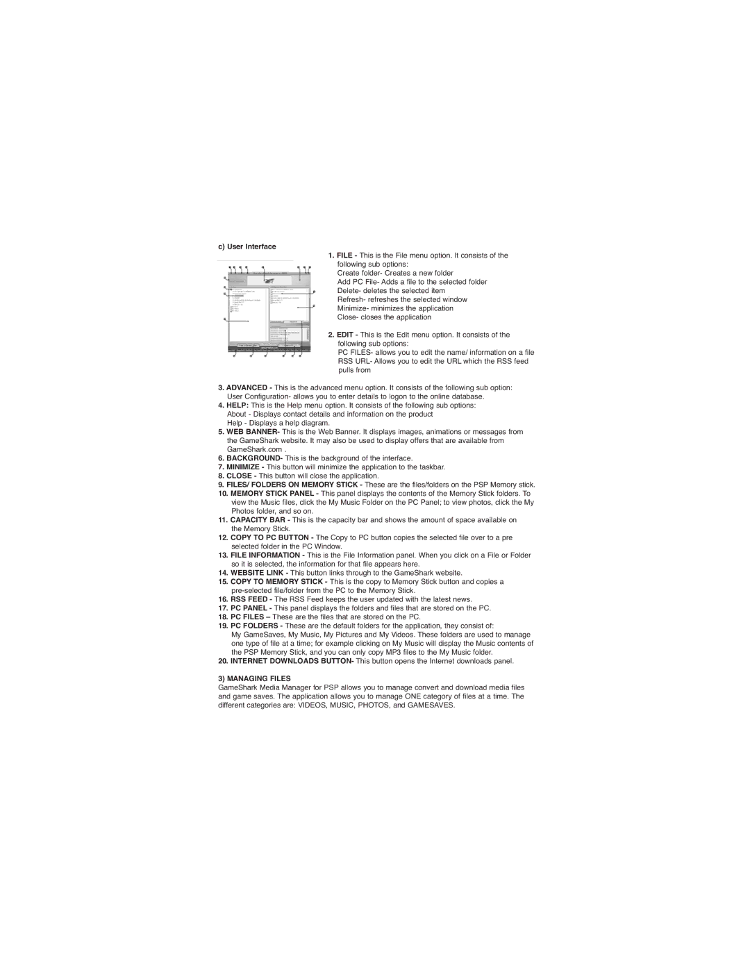 Apple Media Manager for PSP instruction manual User Interface, Managing Files 