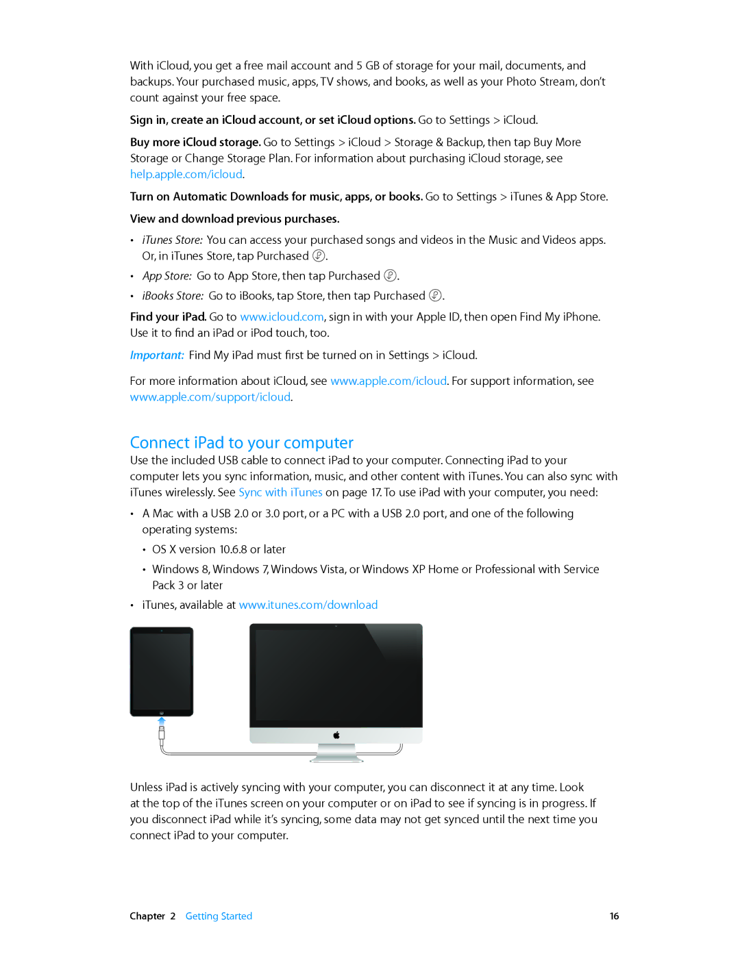 Apple MF544LL/A, MF519LL/A, MF116LL/A, MF123LL/A, ME860LL/A, MF066LL/A, MF074LL/A, ME856LL/A manual Connect iPad to your computer 