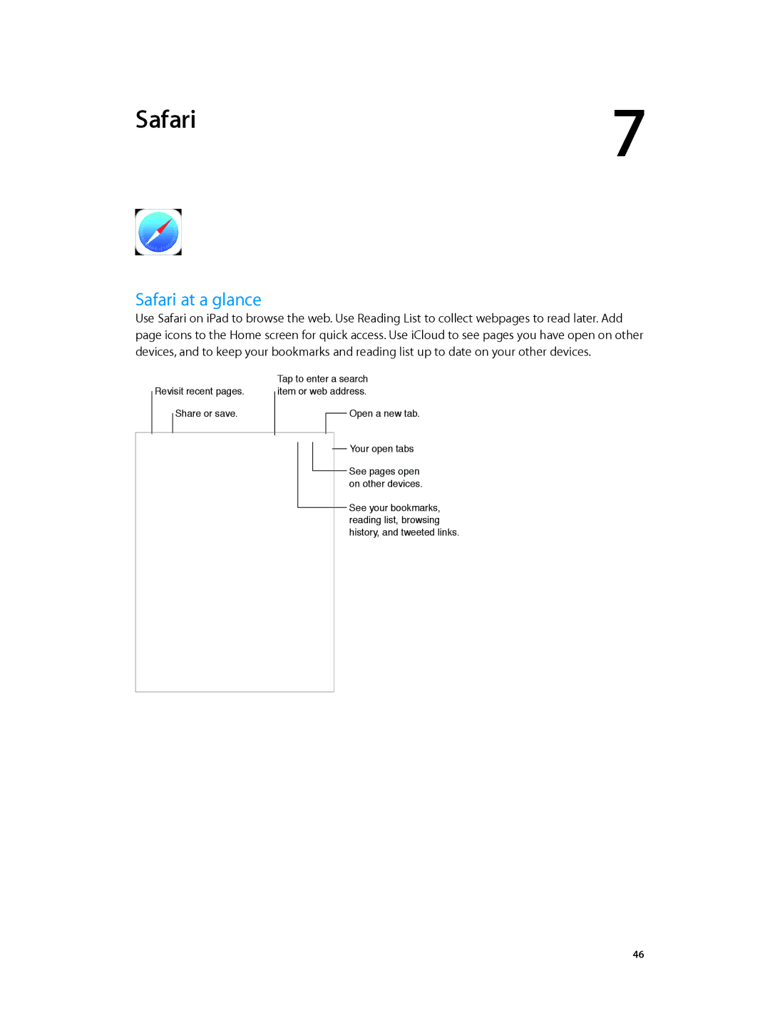 Apple MF074LL/A, MF544LL/A, MF519LL/A, MF116LL/A, MF123LL/A, ME860LL/A, MF066LL/A, ME856LL/A manual Safari at a glance 