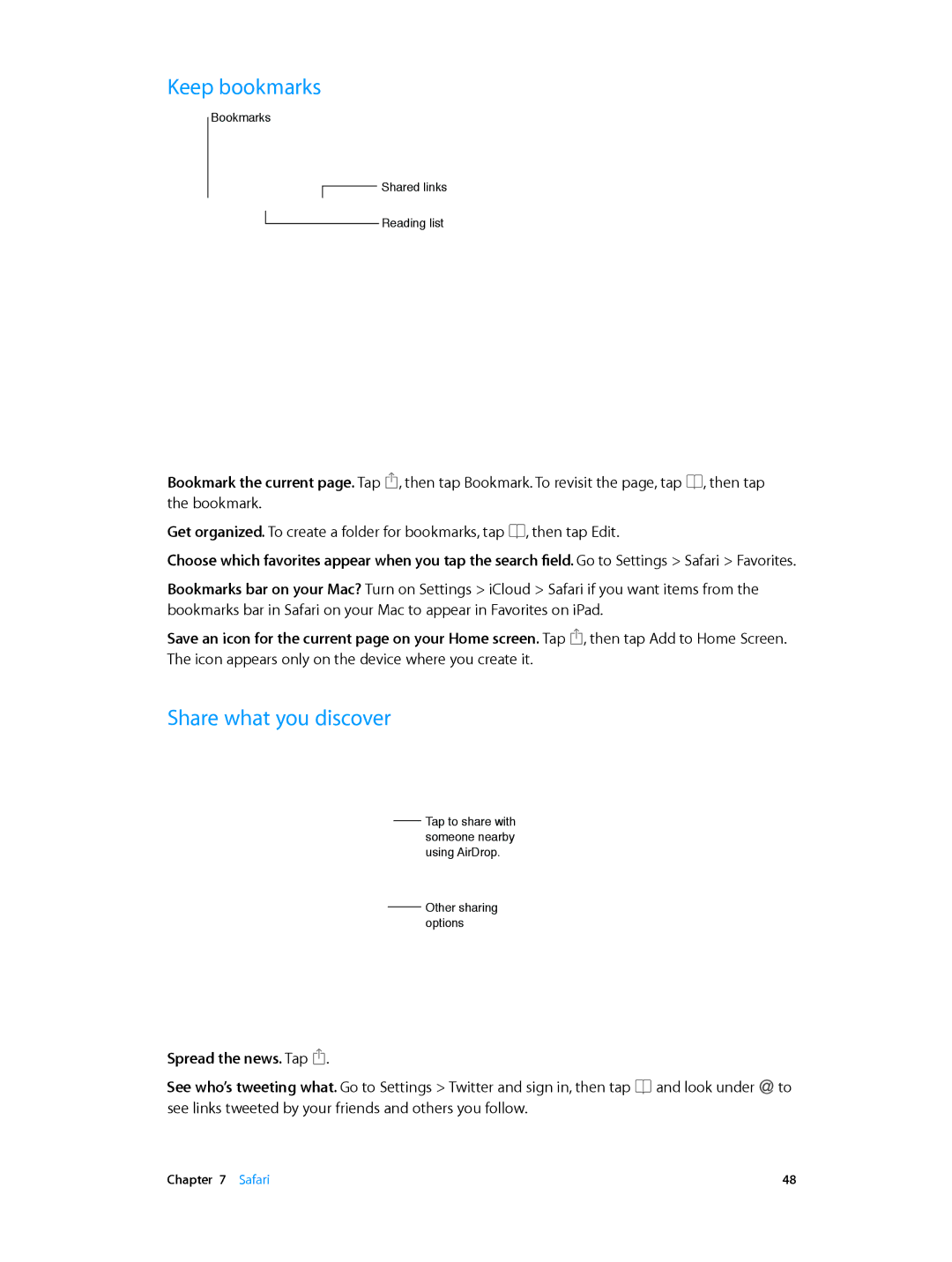 Apple MF544LL/A, MF519LL/A, MF116LL/A, MF123LL/A, ME860LL/A Keep bookmarks, Share what you discover, Spread the news. Tap 