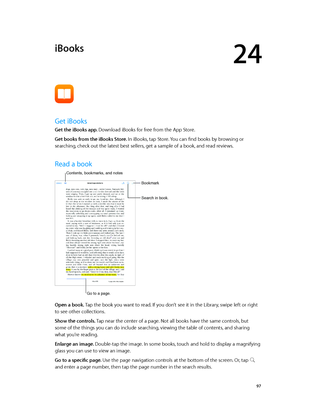 Apple MF519LL/A, MF544LL/A, MF116LL/A, MF123LL/A, ME860LL/A, MF066LL/A, MF074LL/A, ME856LL/A IBooks, Get iBooks, Read a book 