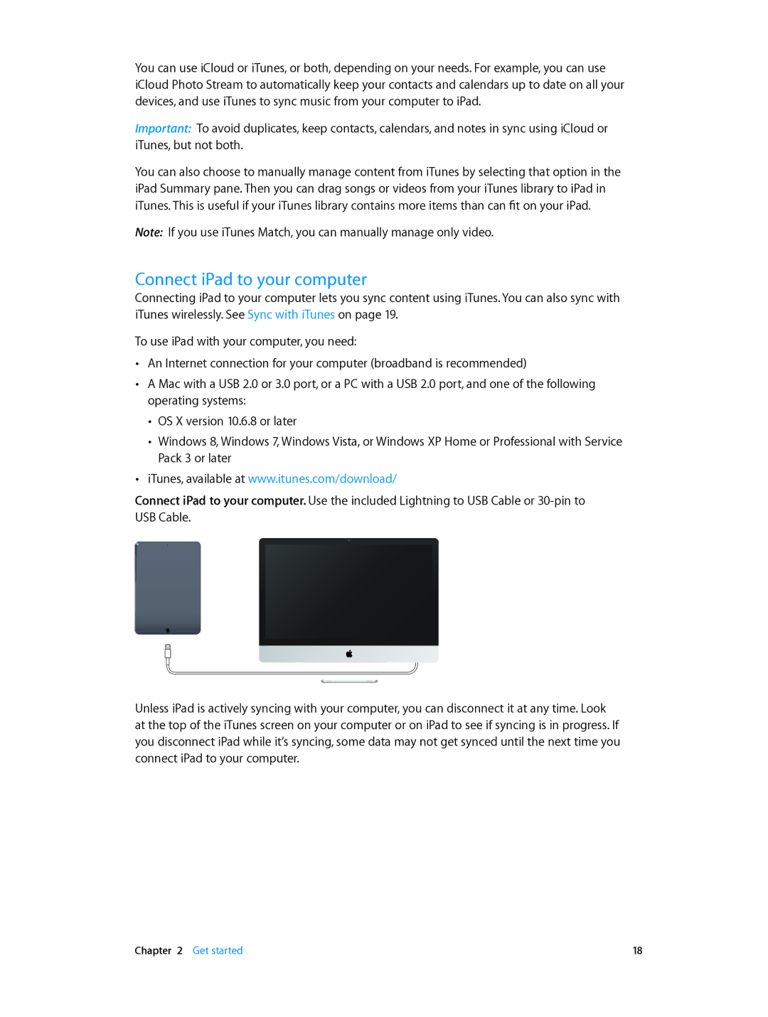 Apple MF529LL/A, MH332LL/A, MH2W2LL/A, MH2V2LL/A, MH322LL/A, ME198LL/A, ME195LL/A, MH312LL/A manual Connect iPad to your computer 