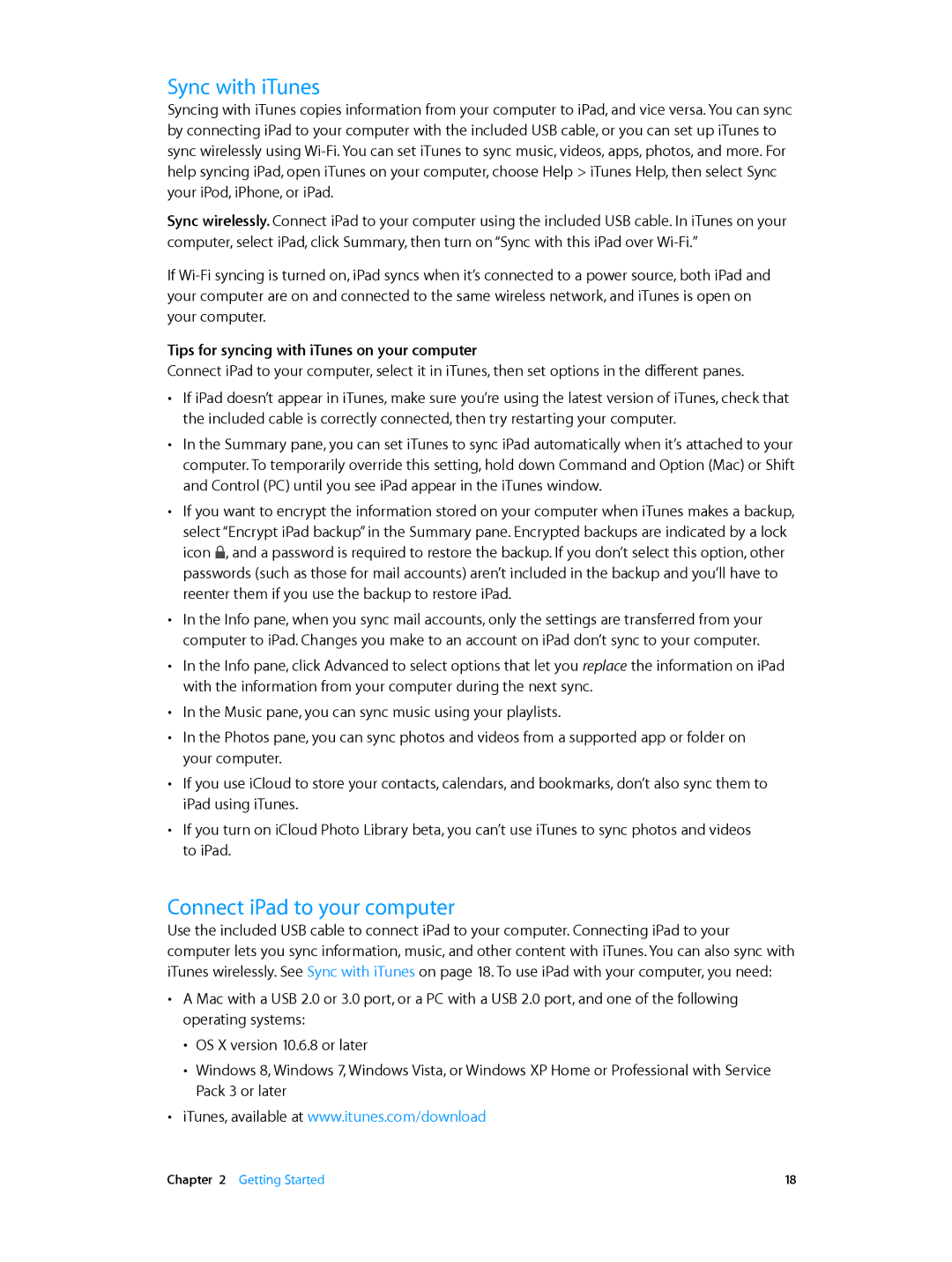 Apple MH3G2LL/A, MH3M2LL/A Sync with iTunes, Connect iPad to your computer, Tips for syncing with iTunes on your computer 
