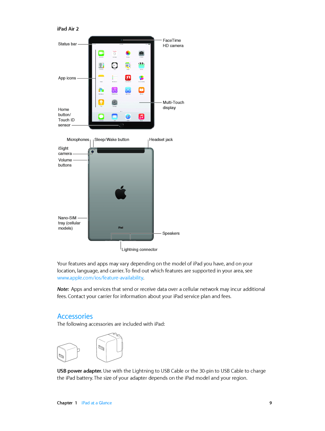 Apple MGY92LL/A, MH3G2LL/A, MH3M2LL/A, MH3N2LL/A, MH372LL/A, MH3L2LL/A, MH3E2LL/A, MH382LL/A, MH392LL/A Accessories, IPad Air 