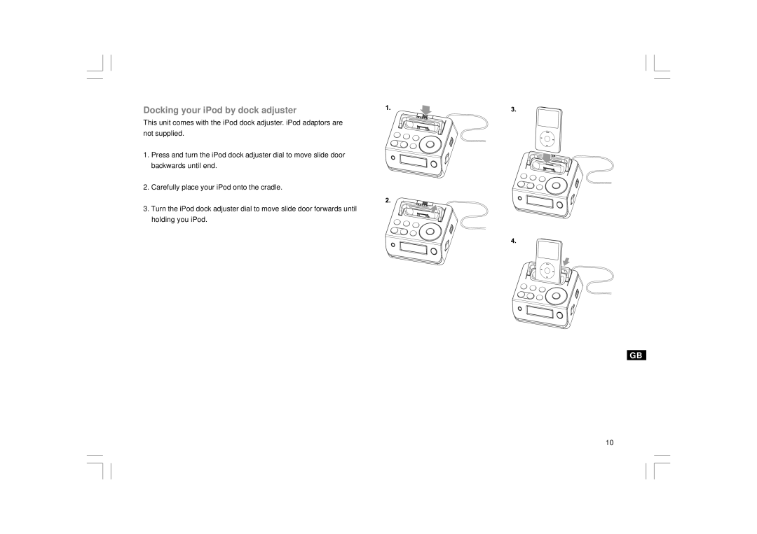 Apple MMC-96IRS manual Docking your iPod by dock adjuster 