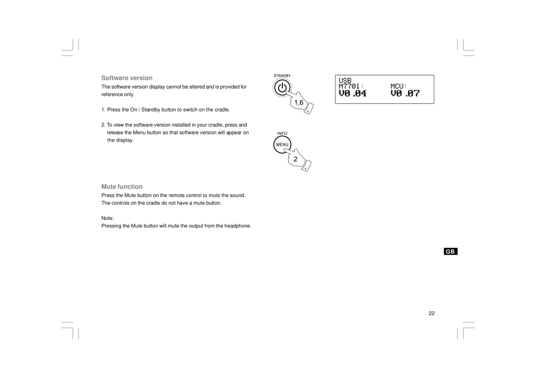 Apple MMC-96IRS manual Software version, Mute function 