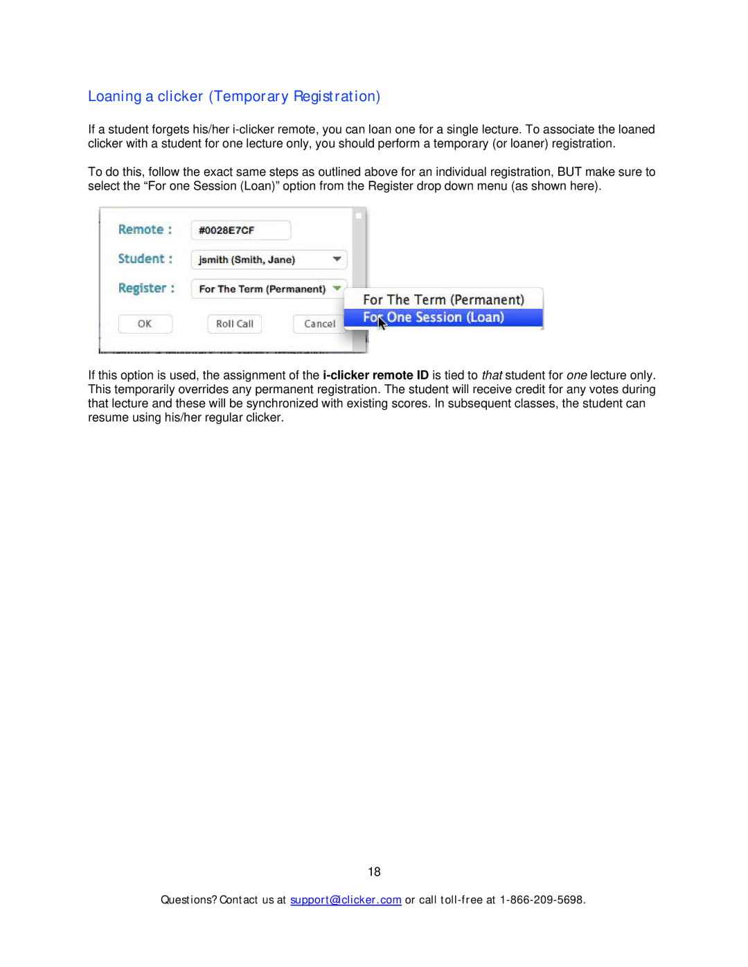 Apple Mouse manual Loaning a clicker Temporary Registration 