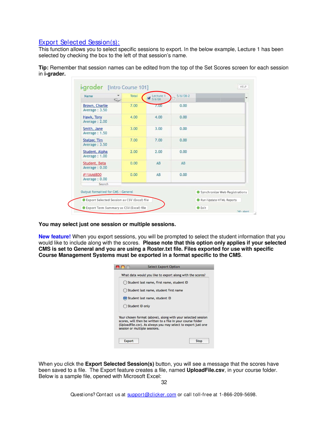 Apple Mouse manual Export Selected Sessions 