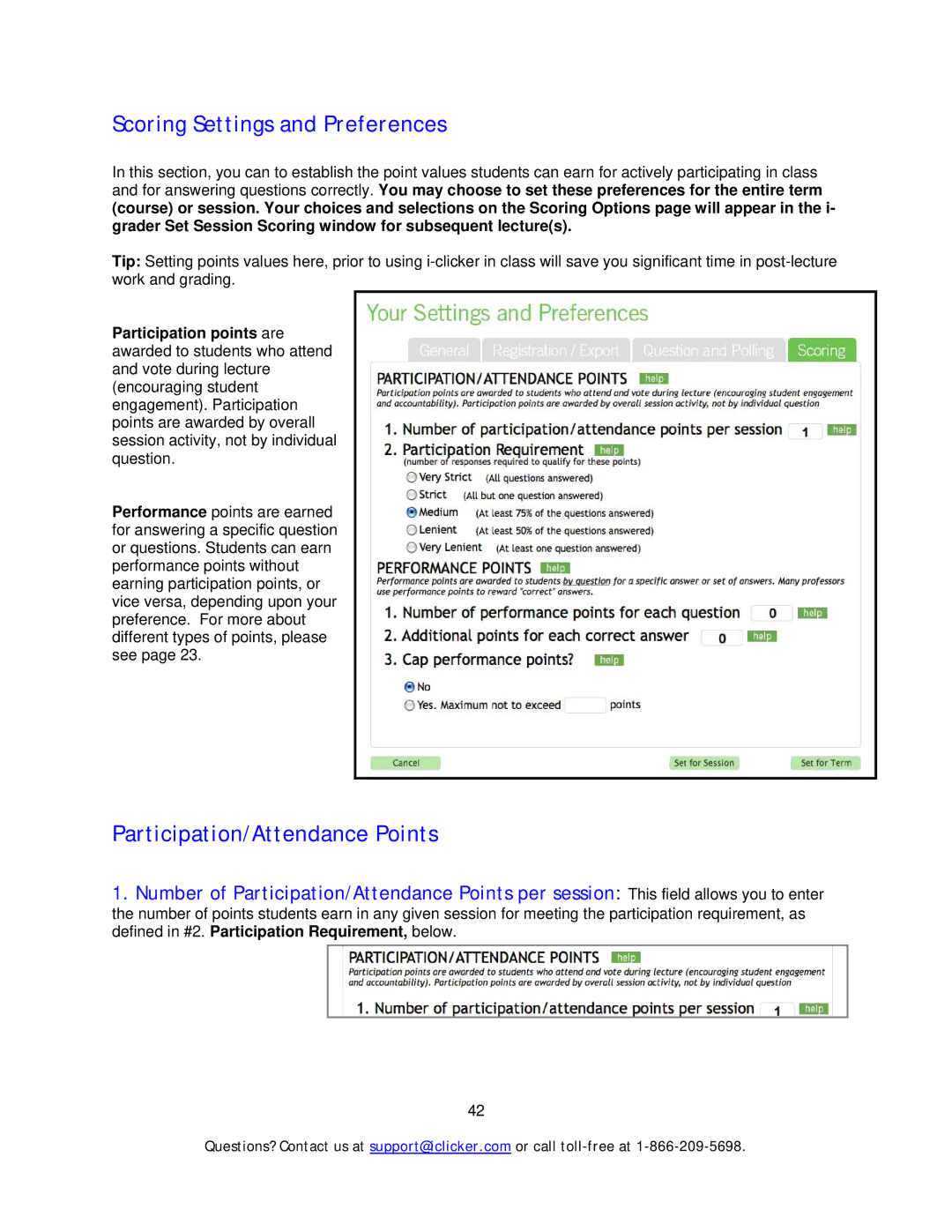 Apple Mouse manual Scoring Settings and Preferences, Participation/Attendance Points 