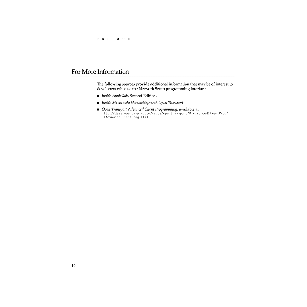 Apple Network Setup manual For More Information, Inside AppleTalk, Second Edition, P R E F A C E 