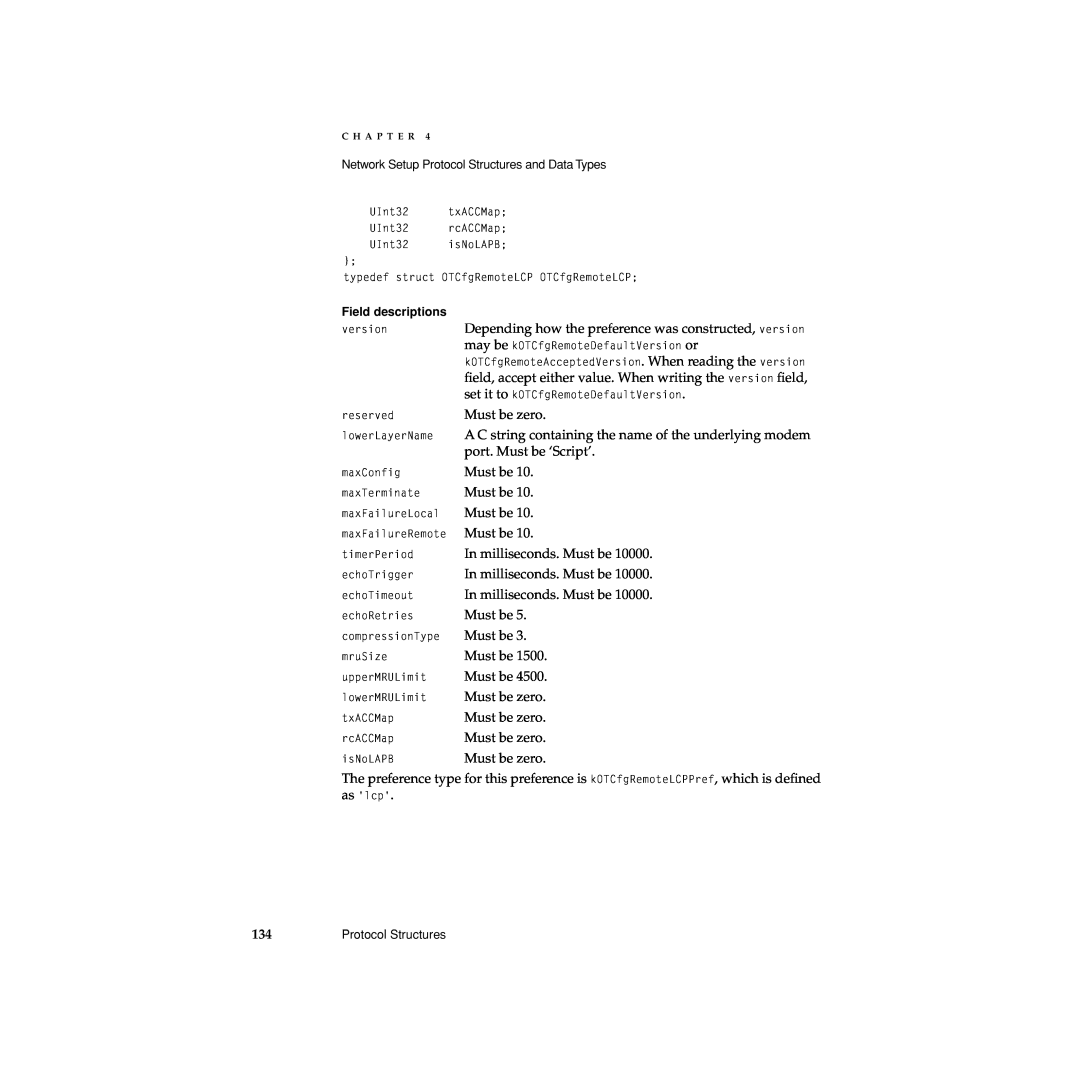 Apple Network Setup manual kOTCfgRemoteAcceptedVersion. When reading the version 