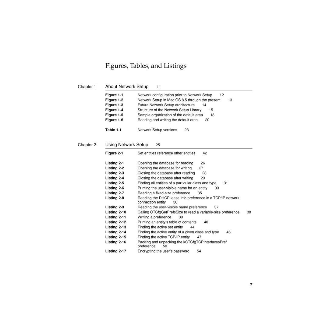 Apple manual Figures, Tables, and Listings, About Network Setup, Using Network Setup, Chapter 