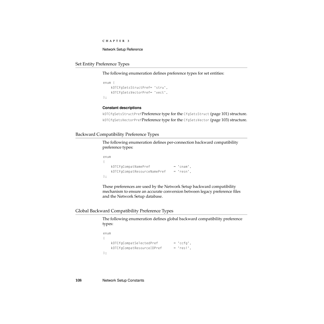 Apple Network Setup manual Set Entity Preference Types 