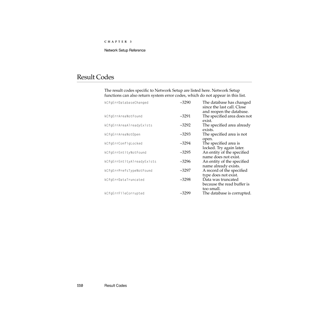 Apple Network Setup manual Result Codes 