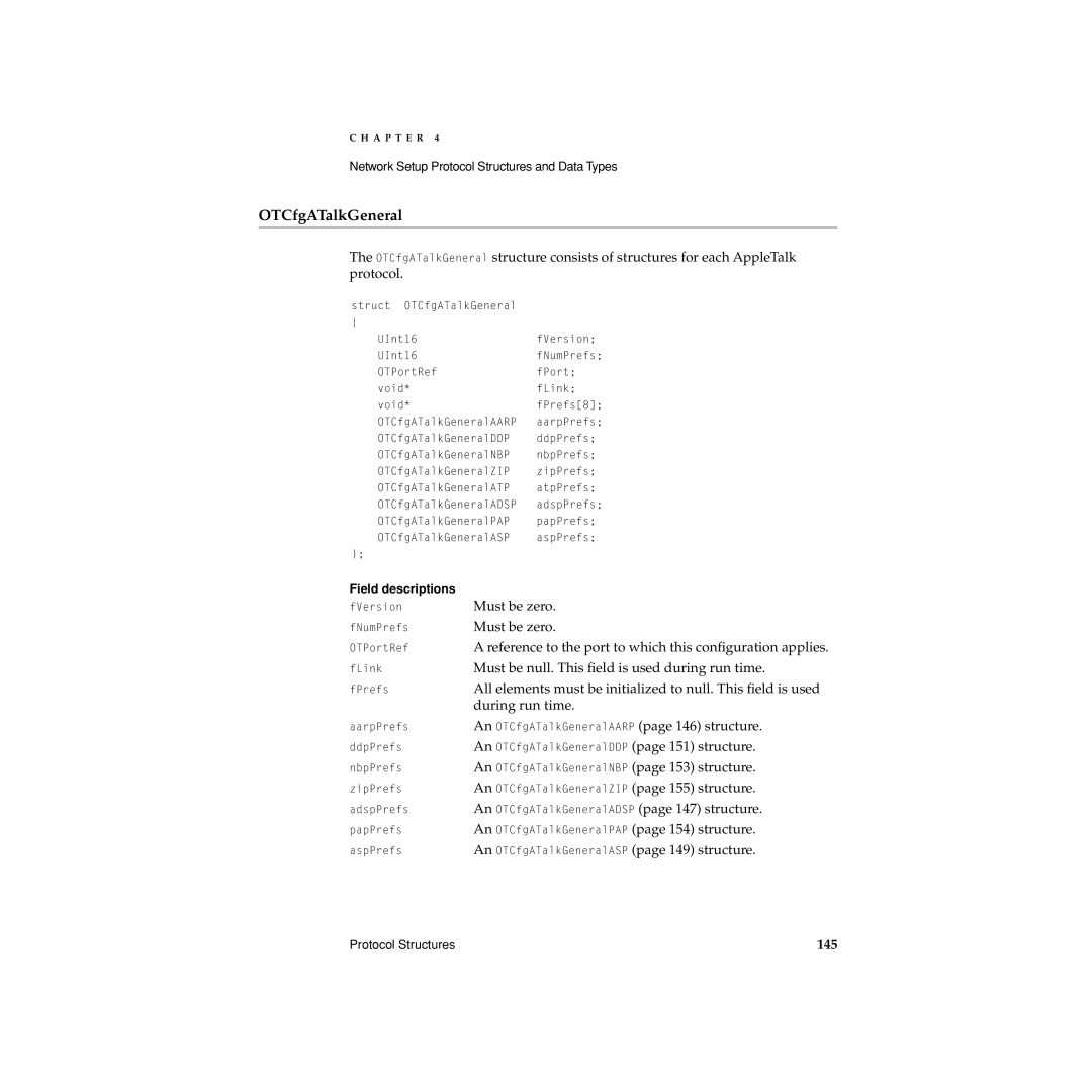 Apple Network Setup manual OTCfgATalkGeneral, 145 