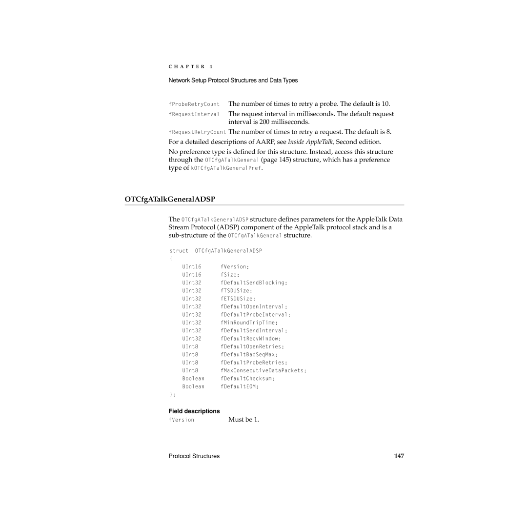 Apple Network Setup manual OTCfgATalkGeneralADSP, 147 