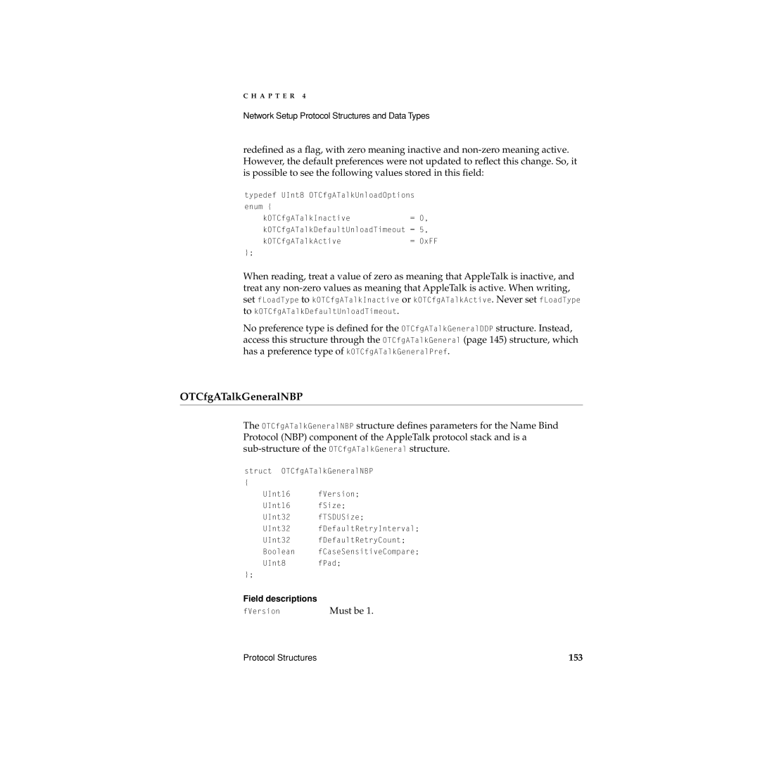 Apple Network Setup manual OTCfgATalkGeneralNBP, 153 