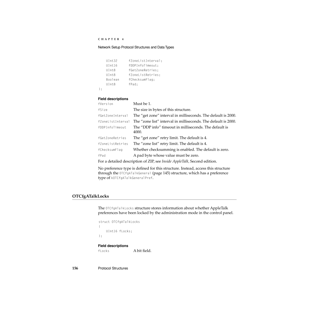 Apple Network Setup manual OTCfgATalkLocks 