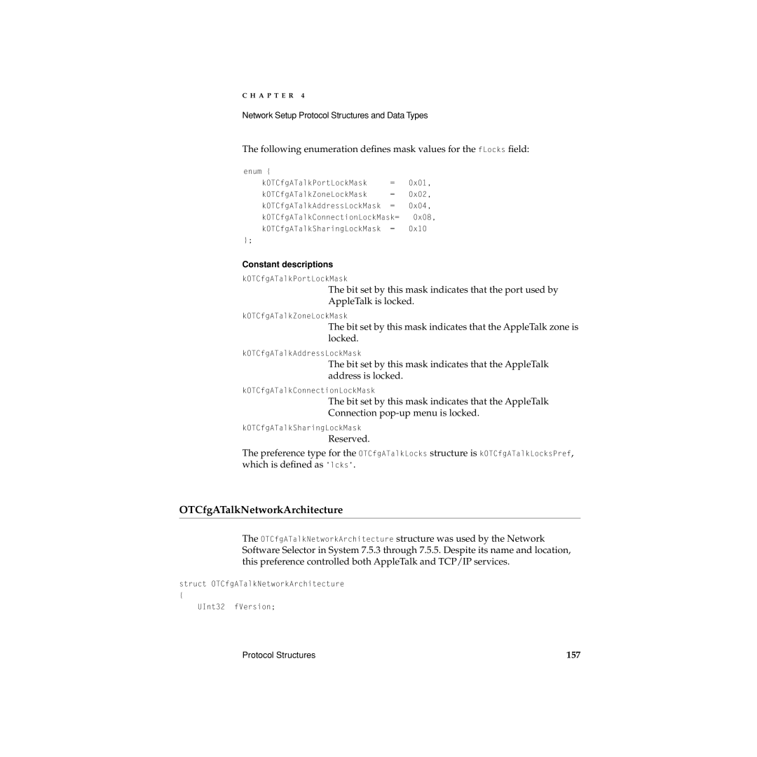 Apple Network Setup manual OTCfgATalkNetworkArchitecture, 157 