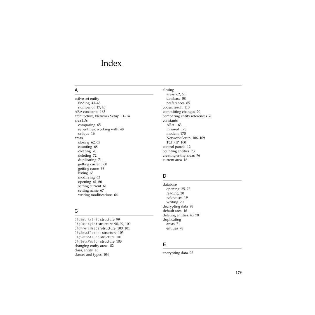 Apple Network Setup manual Index, 179 